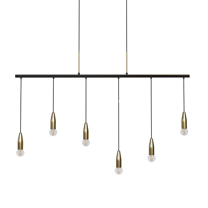 Sleek Metal Pendant with Six Lamps 3D model image 1