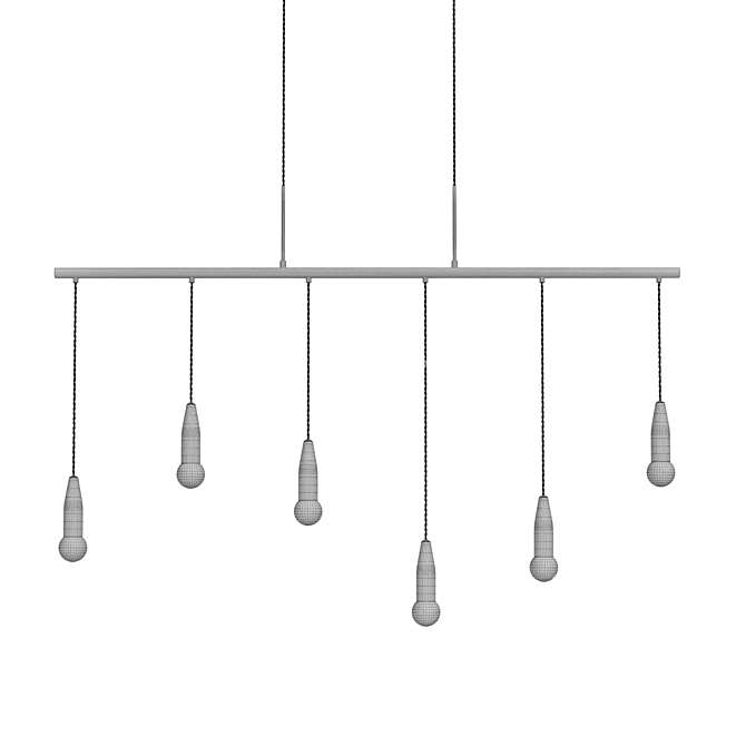 Sleek Metal Pendant with Six Lamps 3D model image 4
