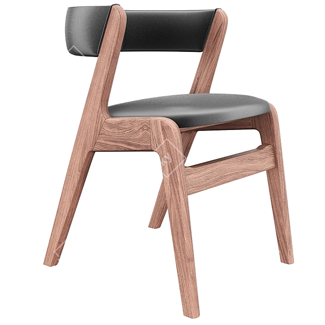 Title: Kai Kristiansen Teak Chair with Black Skai 3D model image 5