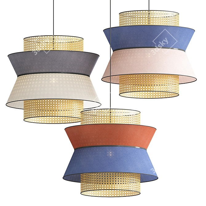 Nordic Bamboo Pendant Light 3D model image 1