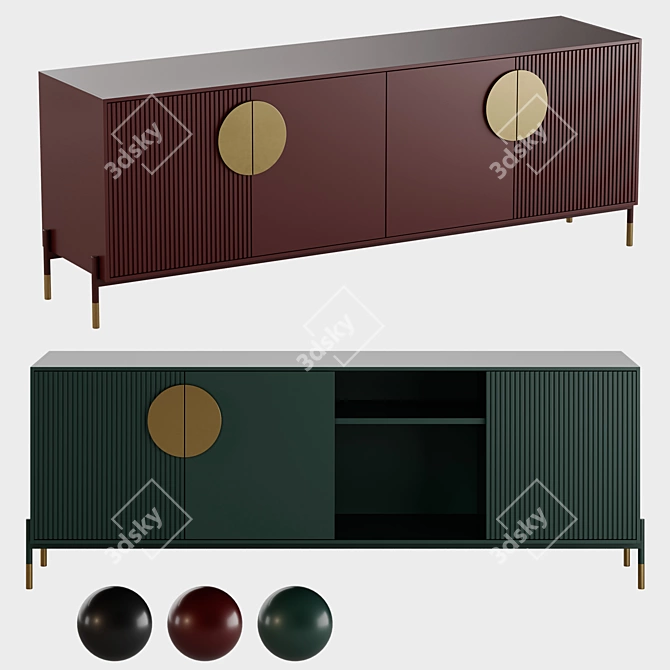 Modern 4-Drawer Dresser 1620x400x600 3D model image 1