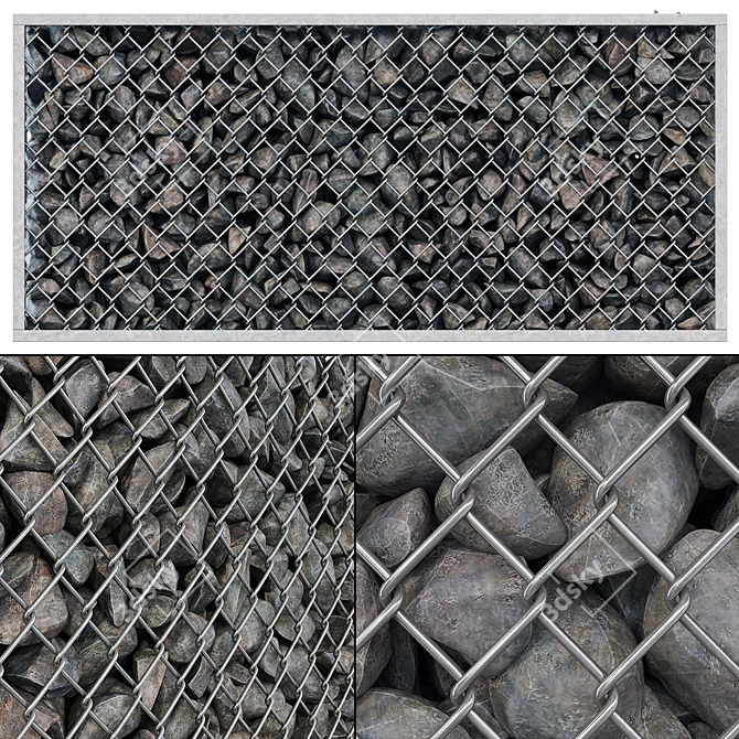 RockStone Gabion Cage: Top Quality, Multiple Textures 3D model image 1