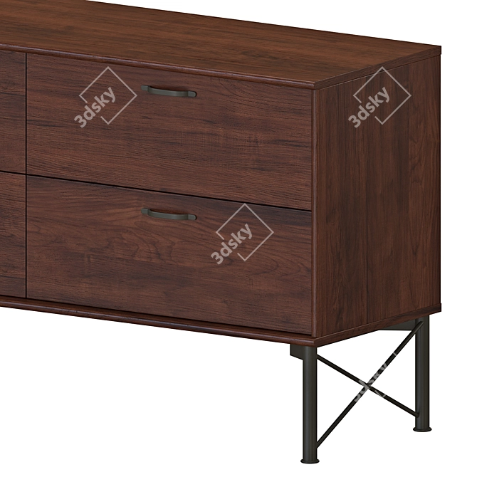 Modern Brown and White 4 Drawer IKEA MUSKEN Chest 3D model image 3