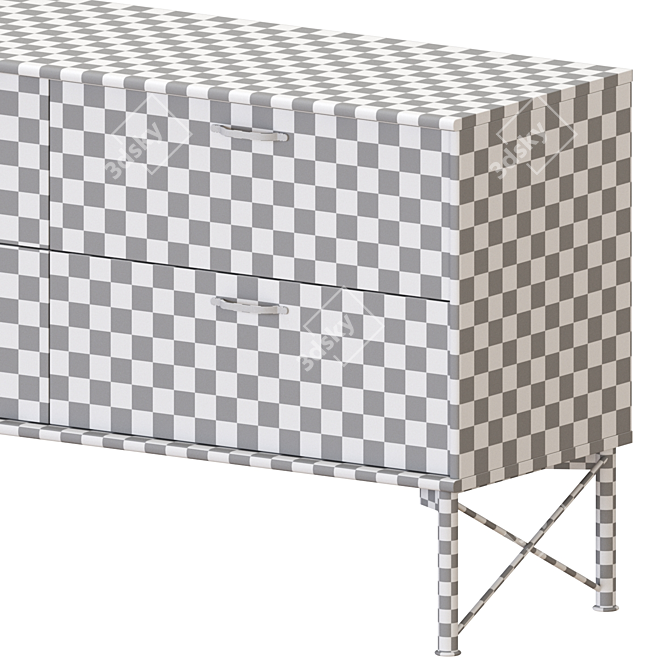 Modern Brown and White 4 Drawer IKEA MUSKEN Chest 3D model image 5