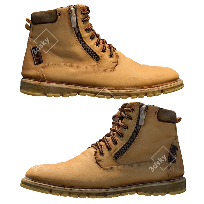 360-Degree Scanned Boots: High-Resolution Textured Design 3D model image 1