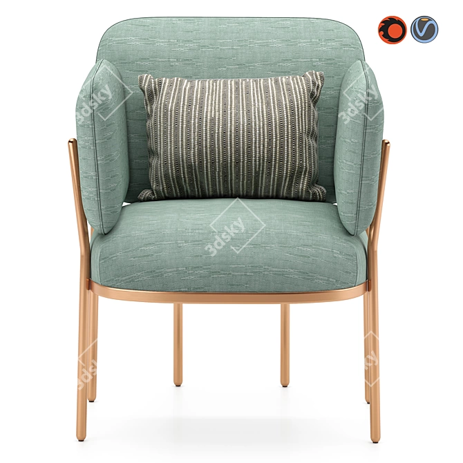 Quincy Metal and Upholstered Armchair 3D model image 2
