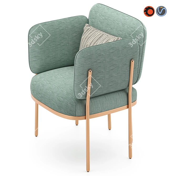 Quincy Metal and Upholstered Armchair 3D model image 3