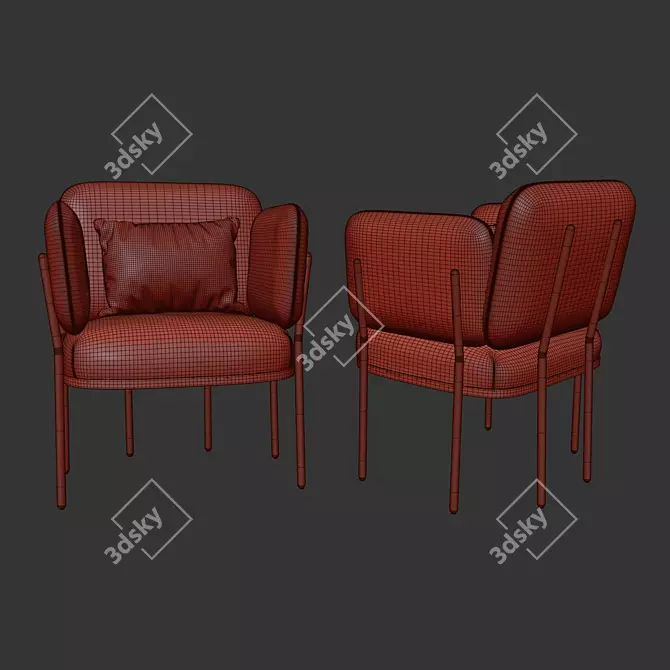 Quincy Metal and Upholstered Armchair 3D model image 4