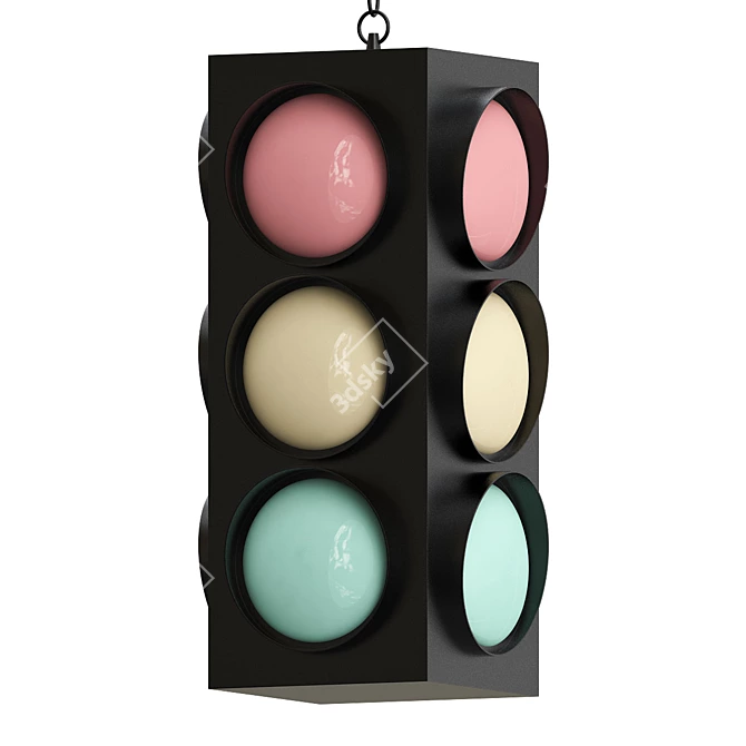 Retro Traffic Light Chandelier 3D model image 1