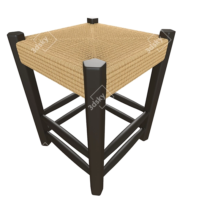 ZARAHOME Jute Wicker Wooden Stool 3D model image 1