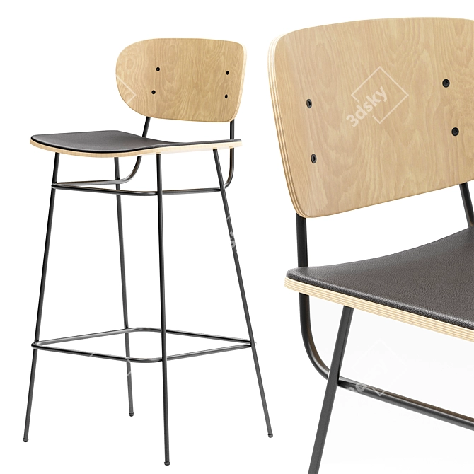 Elevate Your Space with FOSCA: High Ash Stool 3D model image 1