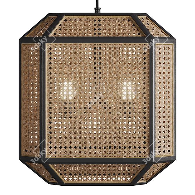 Georgia Woven Cane Pendant: Rustic Elegance for Every Space 3D model image 2