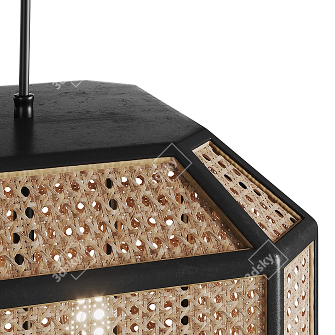 Georgia Woven Cane Pendant: Rustic Elegance for Every Space 3D model image 4