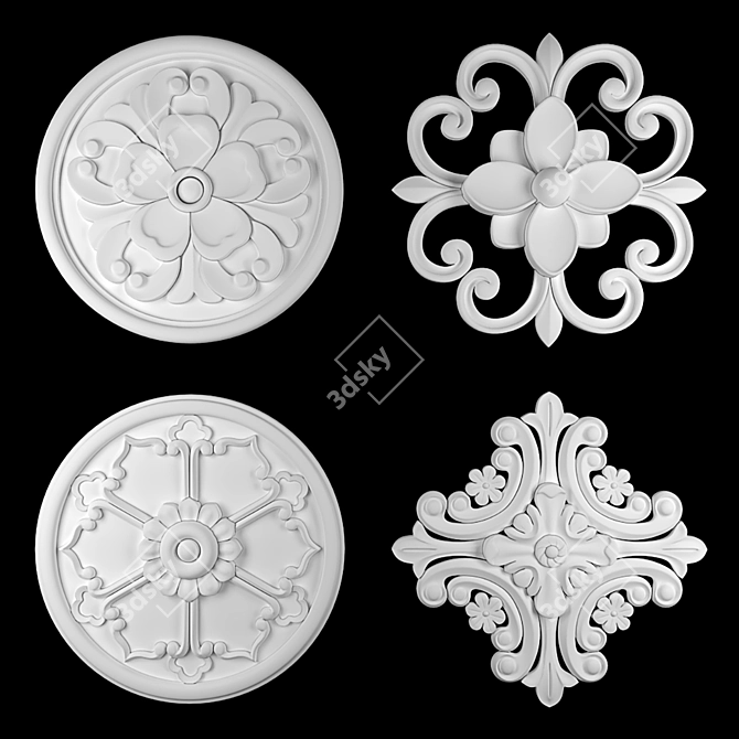 Regal Rosettes 17: Elegant 2016 Gold & Gypsum Blend 3D model image 3