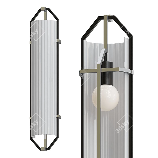 Elegant Double Glass Sconce 3D model image 1