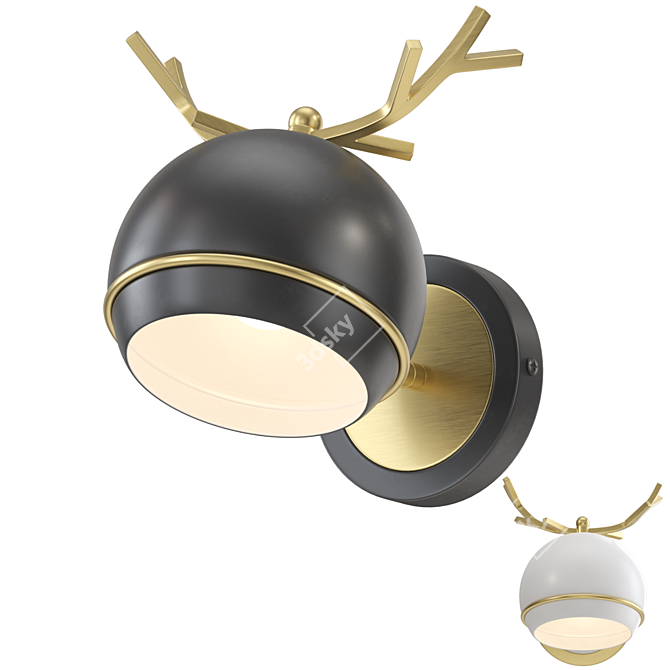 Elegant Deer Wall Light 3D model image 1