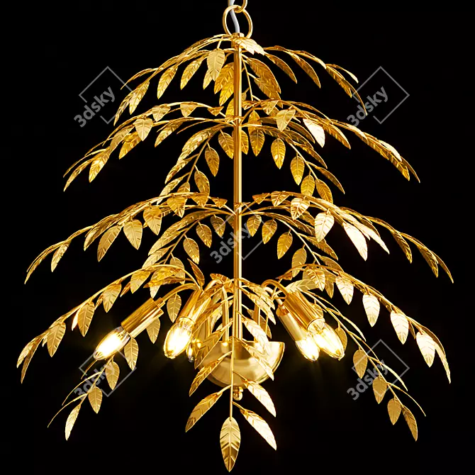 Vintage Gold Leaf Pendant 3D model image 1