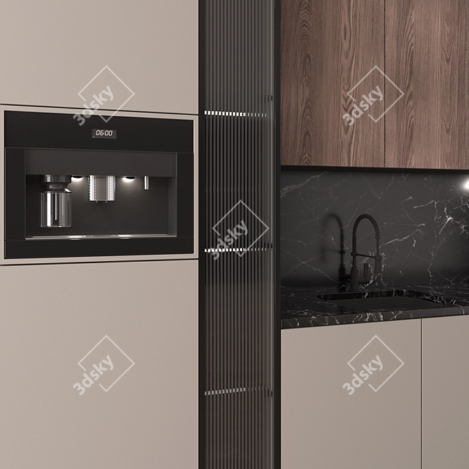 Sleek Modern Kitchen Set 3D model image 3