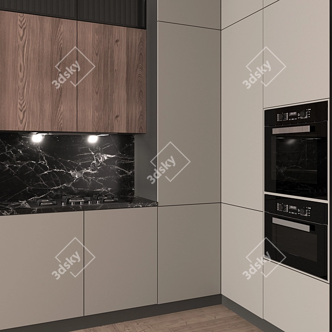 Sleek Modern Kitchen Set 3D model image 4