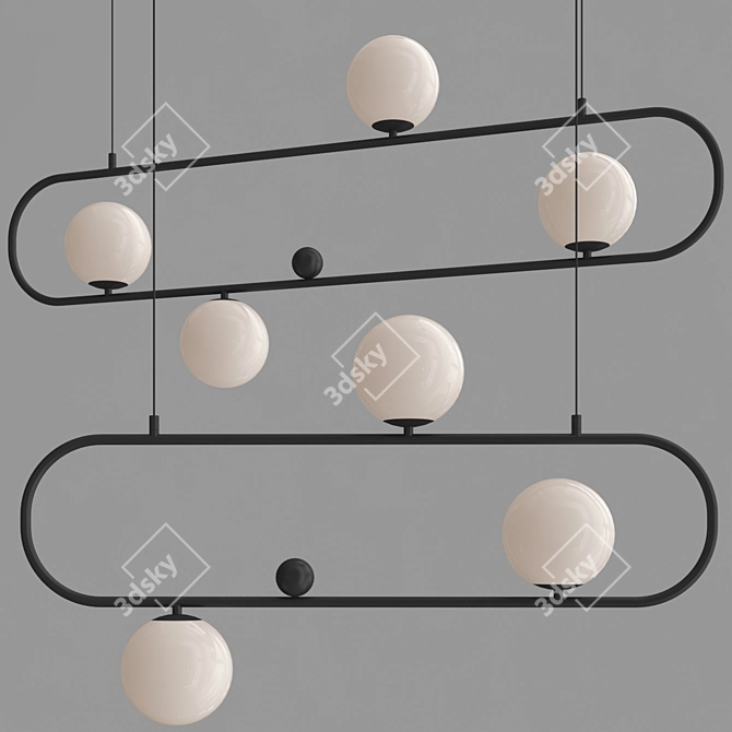 Modern Hoop L Pendant Lights 3D model image 2