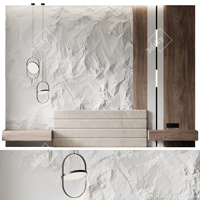 Sleek Modern Headboard Design 3D model image 1