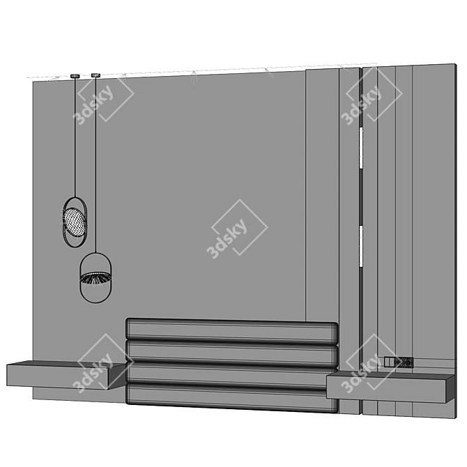 Sleek Modern Headboard Design 3D model image 4