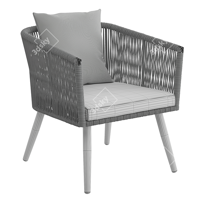 Outdoor Garden Chair - Artificial Rattan Elegance 3D model image 6