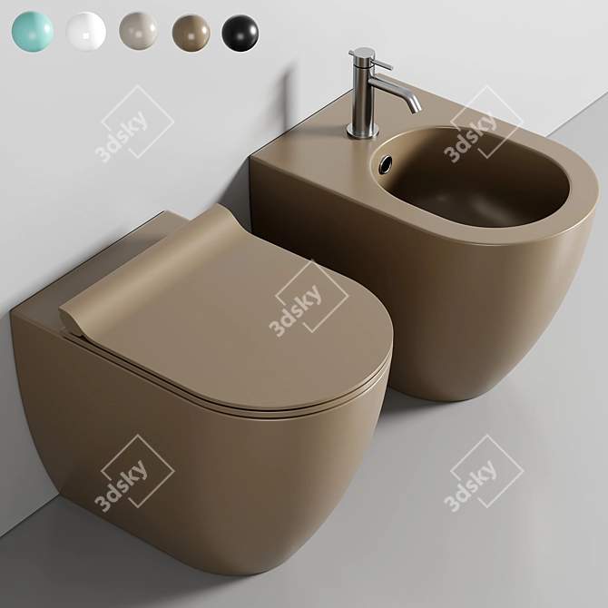 Vibrant Colors 55X36 Toilet 3D model image 1