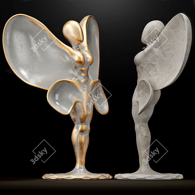 Italian Statuario Marble Butterfly Sculpture 3D model image 5