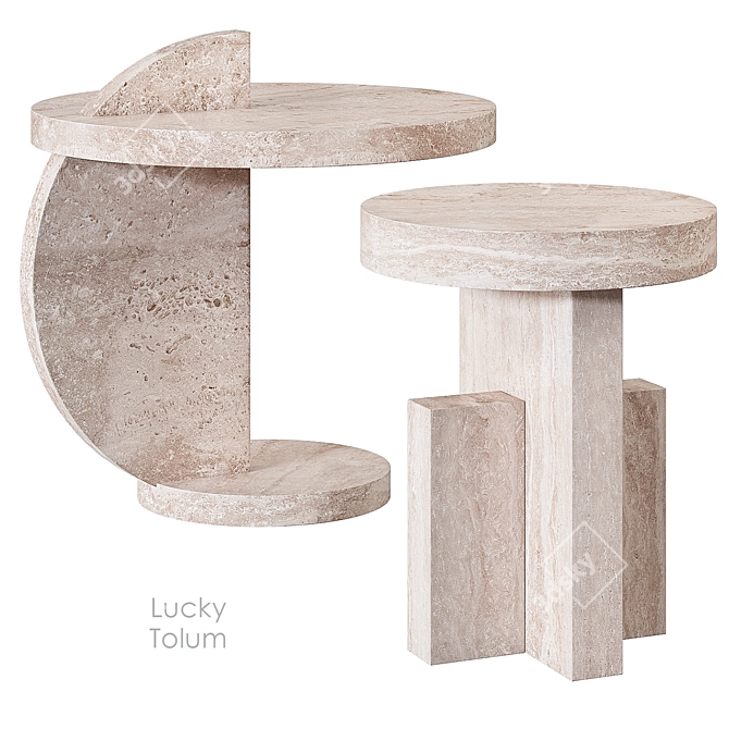 Travertine Coffee Table: Lucky Tolum Corner Design 3D model image 3