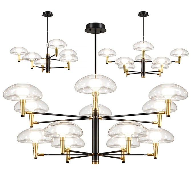 Scandinavian Glass Chandelier 3D model image 7