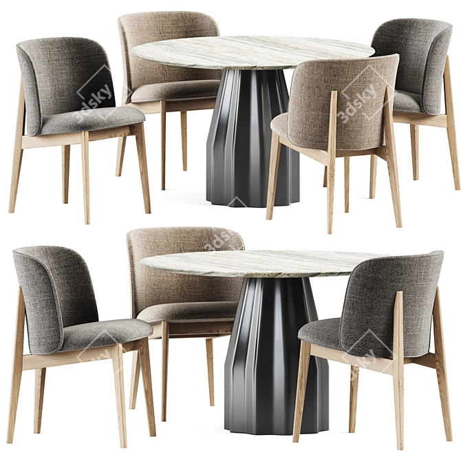  Stylish Abrey Chair & Burin Table 3D model image 1