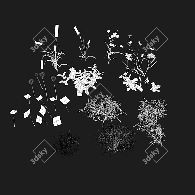 Meadow Bliss: Clover Plants 3D model image 4