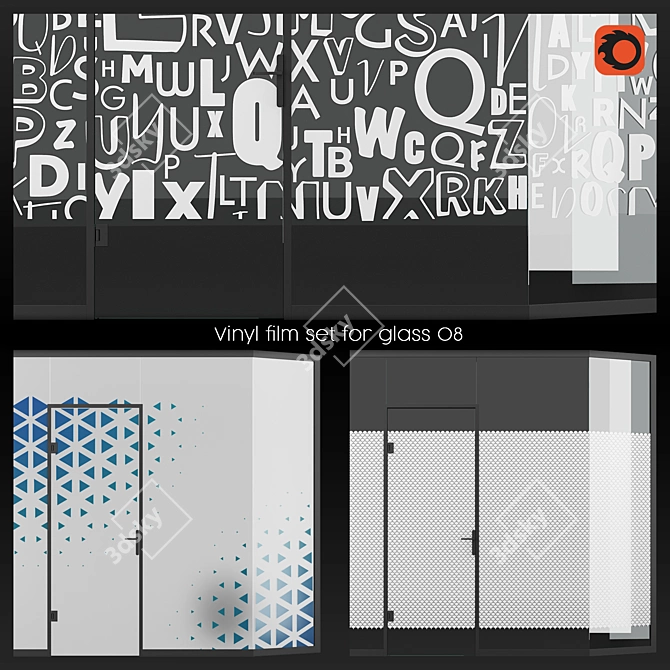 Decorative Glass Vinyl Film Set 3D model image 1