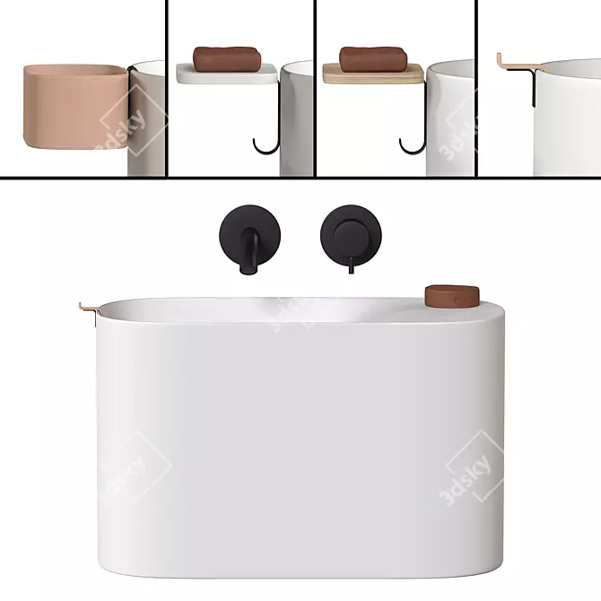 Compact Washbasin Set: P'tit by Rexa Design 3D model image 1