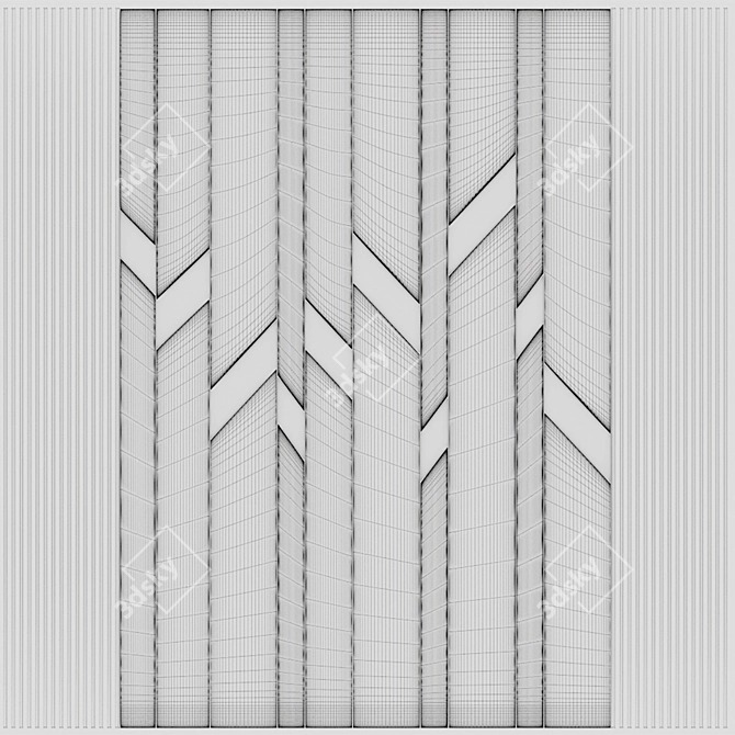 Green Panel Mirrored MDF Headboard 3D model image 4