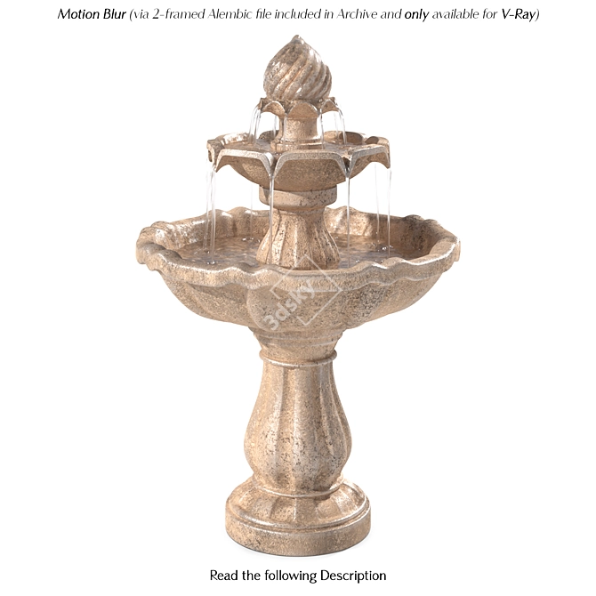 Solar Dual-Tier Fountain: Motion Blur Option 3D model image 2