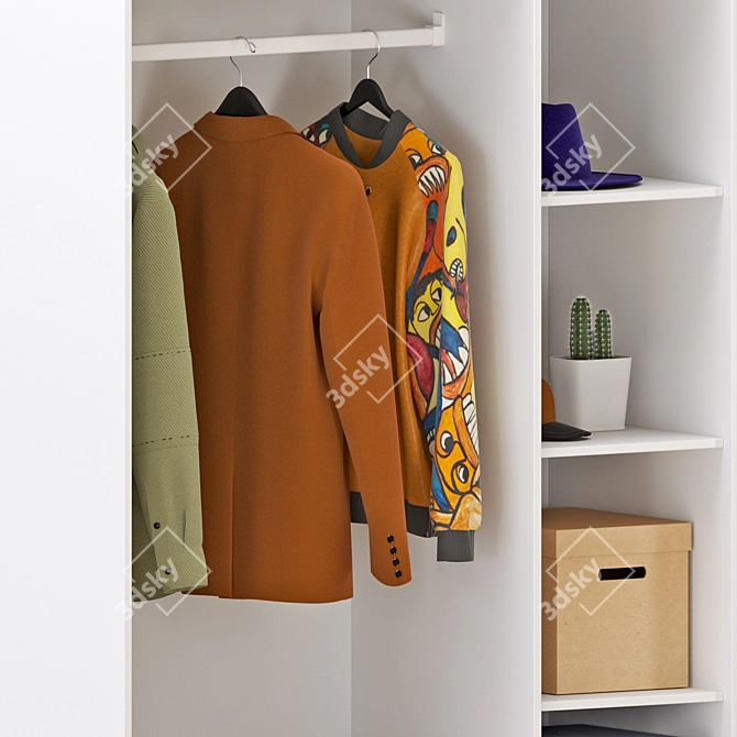 Sleek White Wardrobe: KLEPPSTAD 3D model image 3