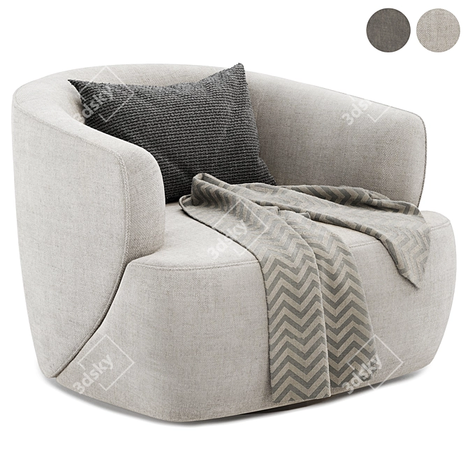 Modern Swivel Armchair: Pelton 3D model image 1