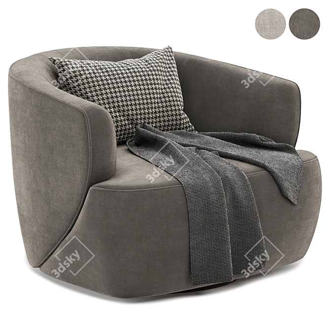 Modern Swivel Armchair: Pelton 3D model image 2