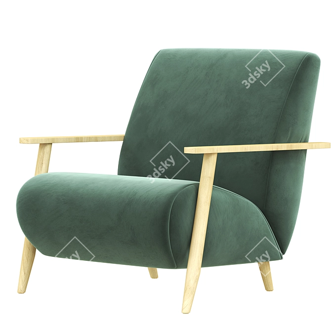 Luxury Marthan Armchair: Beige & Venge 3D model image 2
