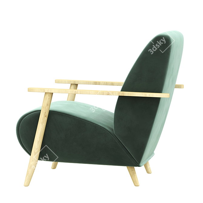 Luxury Marthan Armchair: Beige & Venge 3D model image 4