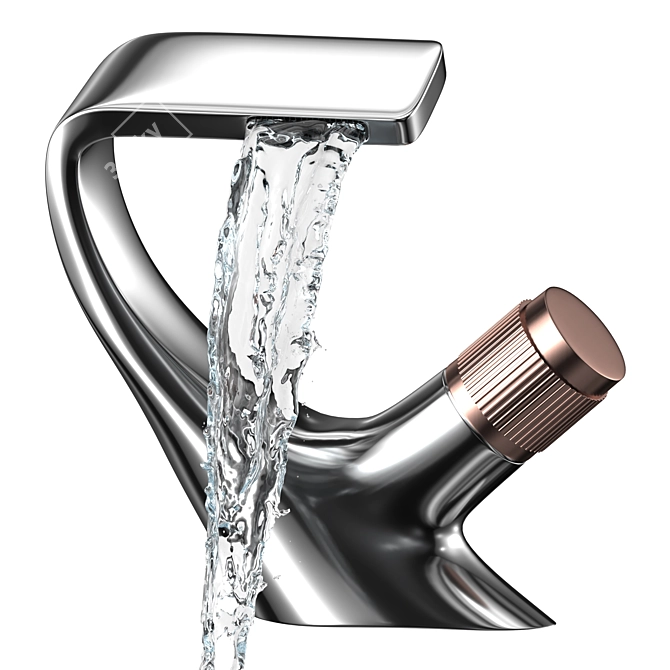 Elegant Chrome Faucet 3D model image 2