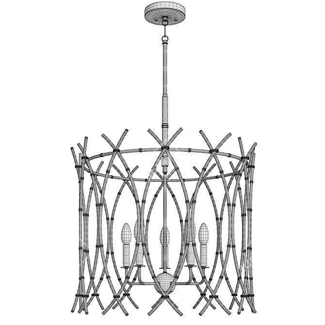 Elegant Bamboo Chandelier 3D model image 2