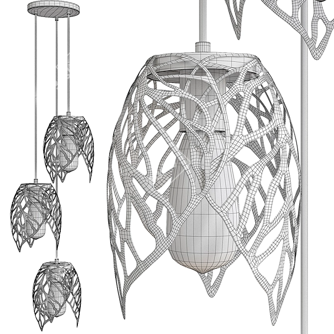 Golden Leaf Chandelier 3D model image 2