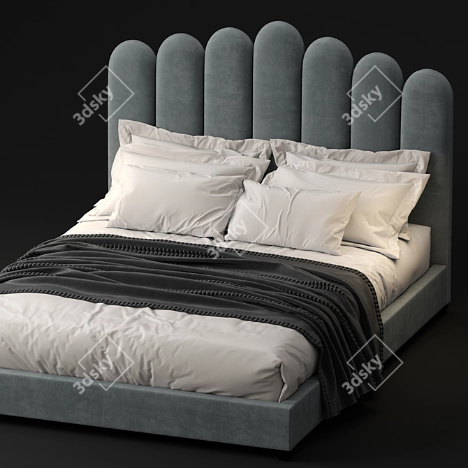 Eleanor Velvet Queen Bed 3D model image 2