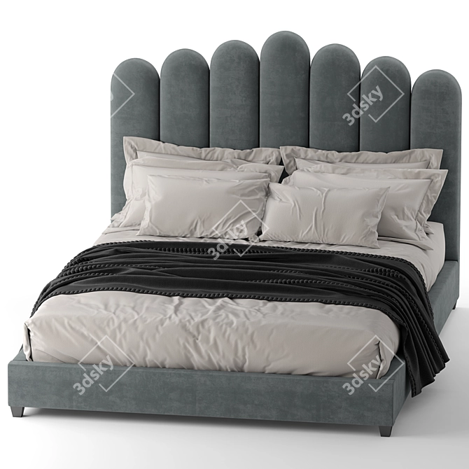 Eleanor Velvet Queen Bed 3D model image 8