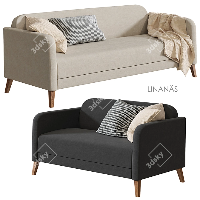 Ikea Linanes Sofa - Versatile and Stylish 3D model image 3