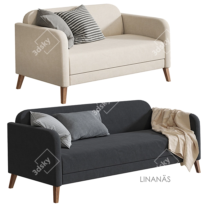 Ikea Linanes Sofa - Versatile and Stylish 3D model image 5