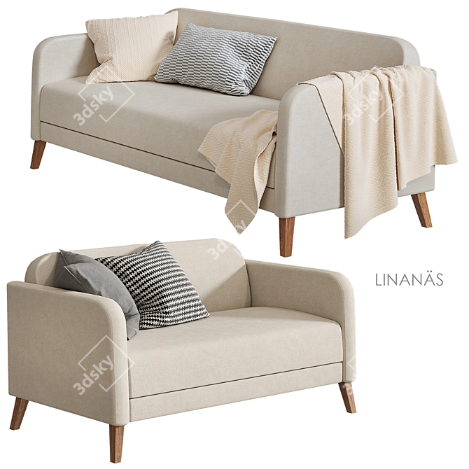 Ikea Linanes Sofa - Versatile and Stylish 3D model image 9